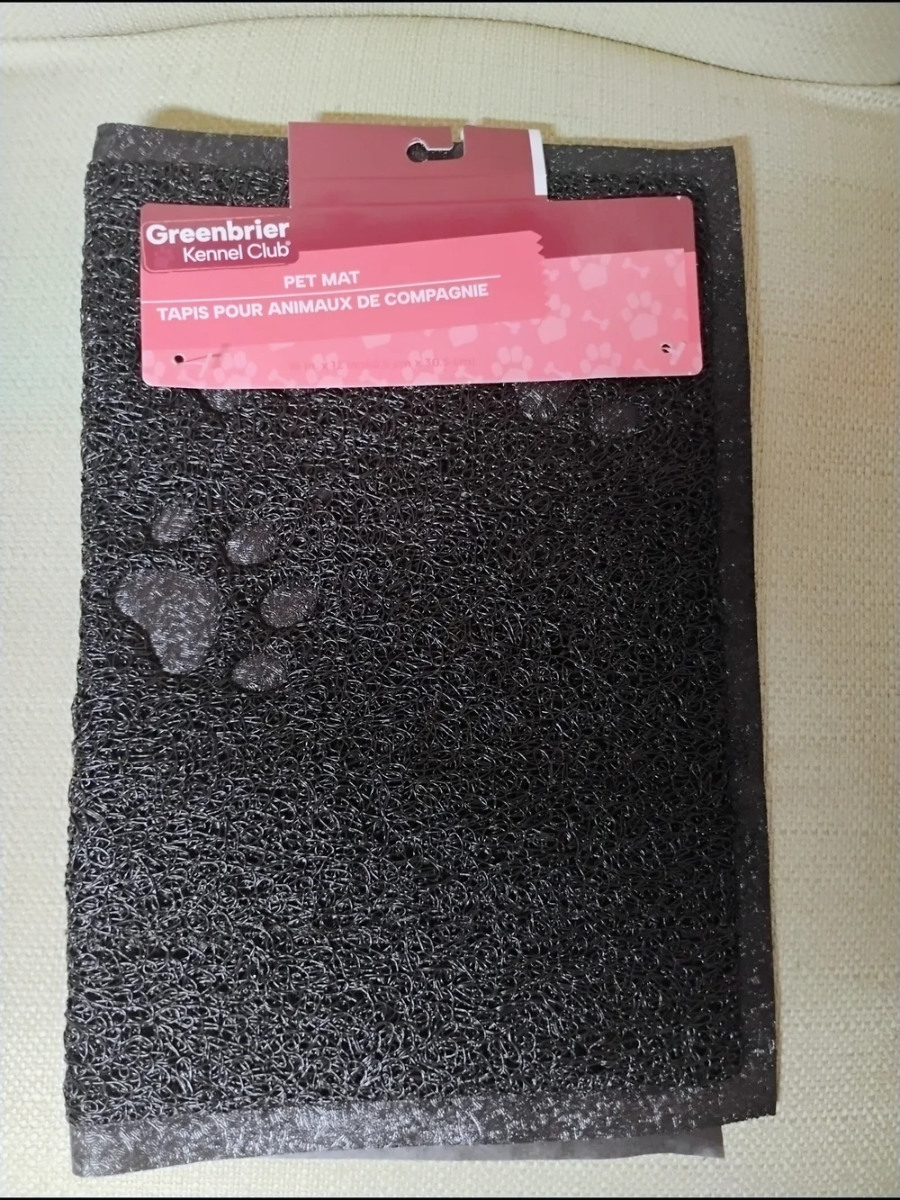 Greenbrier Black Cat Pet Mat with Paw Print